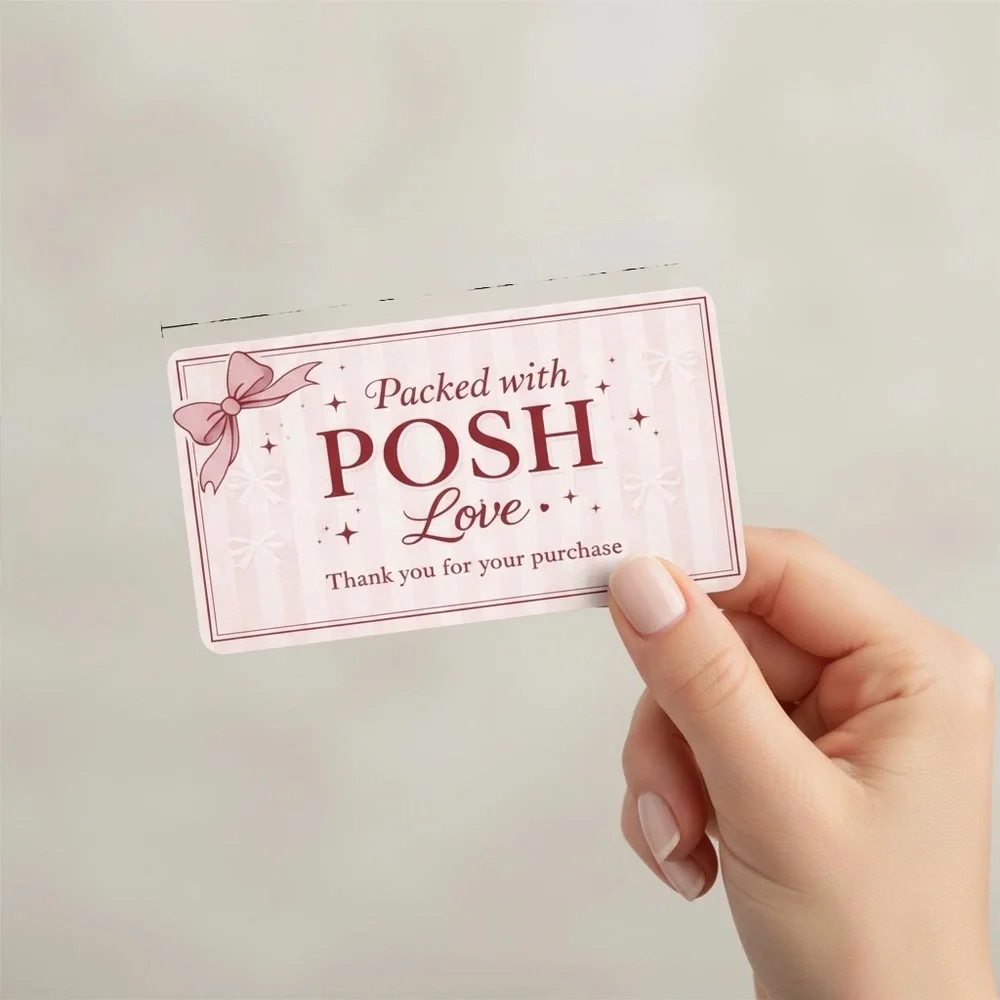 50 Coquette Pink Thank You Cards | “Packed with Posh Love” Boutique Packaging